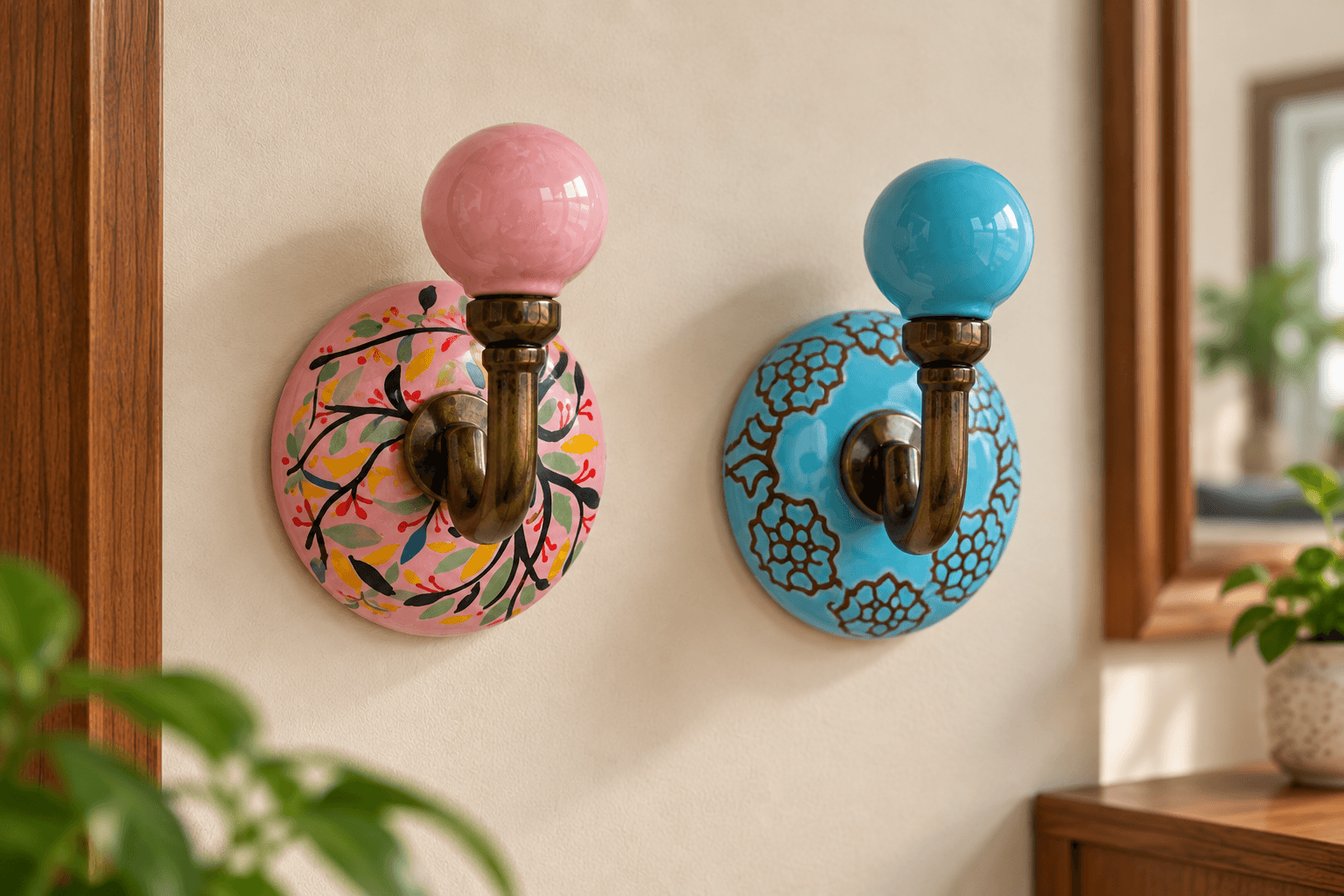 Aesthetic Modern Design Ceramic Nickel Wall Hook - Pack Of 4