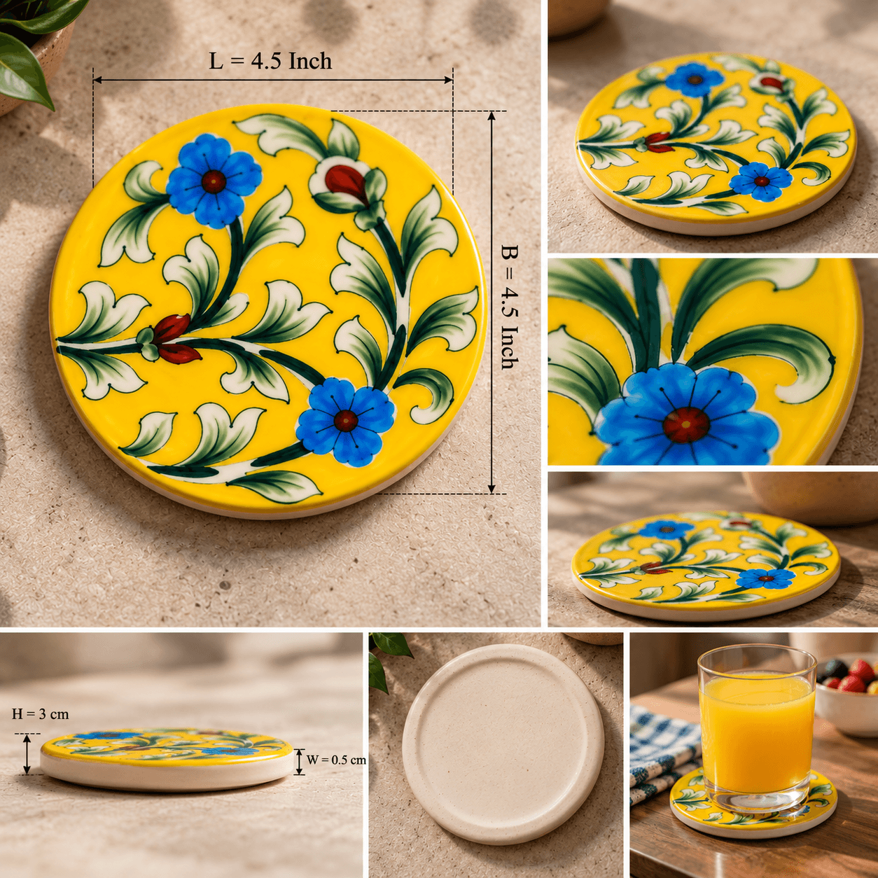Azure Bloom Tea Coaster