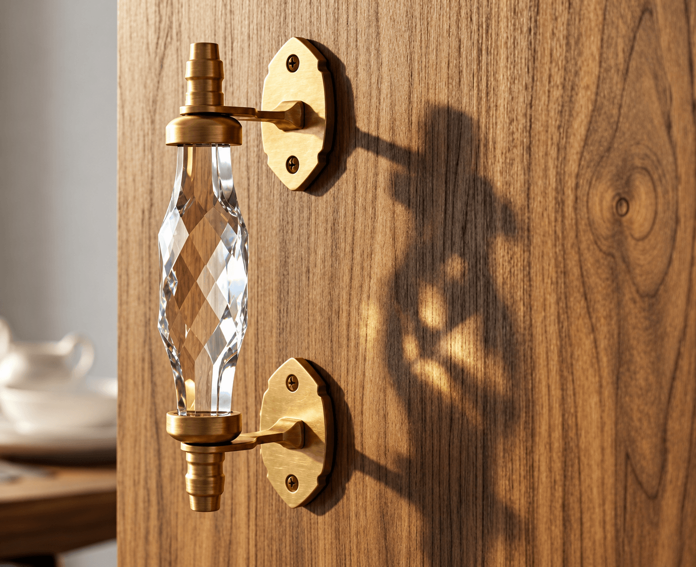 Vintage Brass & Glass Designer Door Handle – Antique Style - Set Of 2